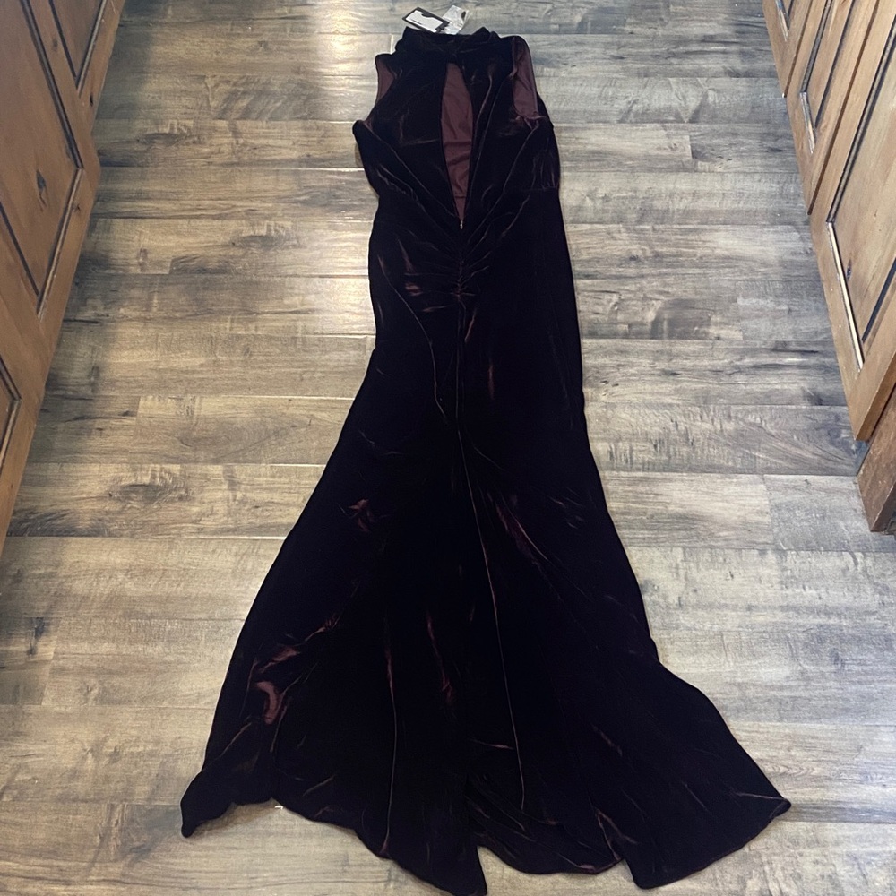 The Andamane High Neck Velvet Open Back Maxi Dress - Picture 9 of 13